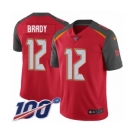Youth Tampa Bay Buccaneers #12 Tom Brady Red Team Color Vapor Untouchable Limited Player 100th Season Football Jersey