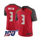 Youth Tampa Bay Buccaneers #3 Jameis Winston Red Team Color Vapor Untouchable Limited Player 100th Season Football Jersey