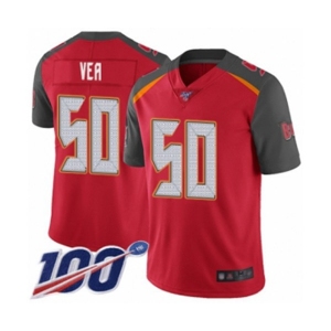 Youth Tampa Bay Buccaneers #50 Vita Vea Red Team Color Vapor Untouchable Limited Player 100th Season Football Jersey