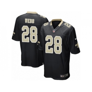 Men's Nike New Orleans Saints #28 B.W. Webb Game Black Team Color NFL Jersey