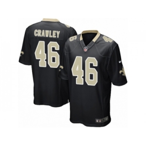 Men's Nike New Orleans Saints #46 Ken Crawley Game Black Team Color NFL Jersey