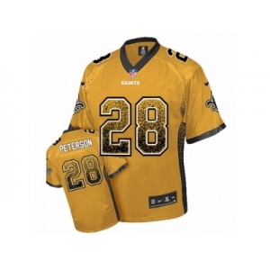 Men's Nike New Orleans Saints #28 Adrian Peterson Elite Gold Drift Fashion NFL Jersey