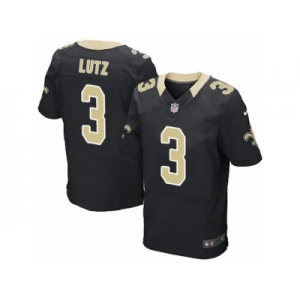 Men's Nike New Orleans Saints #3 Will Lutz Elite Black Team Color NFL Jersey