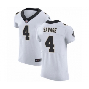 Men's Nike New Orleans Saints #4 Tom Savage White Vapor Untouchable Elite Player NFL Jersey