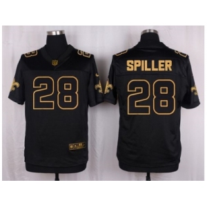 Nike New Orleans Saints #28 C.J. Spiller Black Pro Line Gold Collection Jersey[Elite]