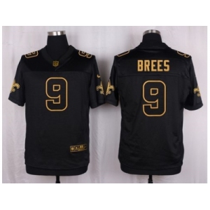 Nike New Orleans Saints #9 Drew Brees Black Pro Line Gold Collection Jersey[Elite]