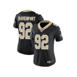 Women Nike New Orleans Saints #92 Marcus Davenport Black Team Color Stitched NFL Vapor Untouchable Limited Jersey