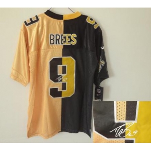 nike nfl jerseys new orleans saints #9 brees black-gold[Elite split signature]