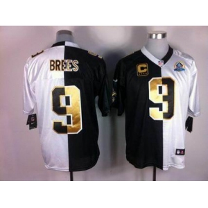 nike nfl jerseys new orleans saints #9 brees black-white[Elite split 50th Patch]