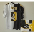 nike nfl jerseys new orleans saints #9 brees black-white[Elite split signature]