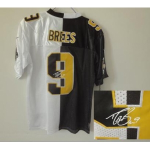 nike nfl jerseys new orleans saints #9 brees black-white[Elite split signature]