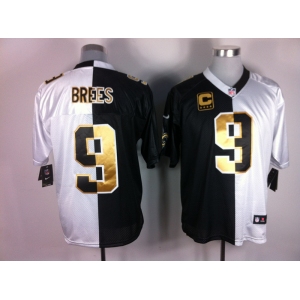 nike nfl jerseys new orleans saints #9 brees white-black[Elite split]