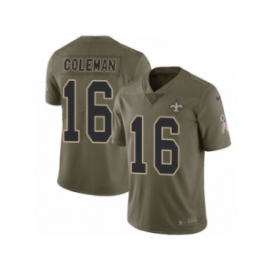 Men Nike New Orleans Saints #16 Brandon Coleman Limited Olive 2017 Salute to Service NFL Jersey