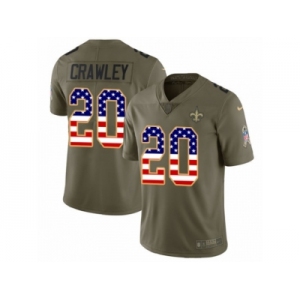 Men Nike New Orleans Saints #20 Ken Crawley Limited Olive USA Flag 2017 Salute to Service NFL Jersey