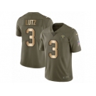 Men Nike New Orleans Saints #3 Will Lutz Limited Olive Gold 2017 Salute to Service NFL Jersey