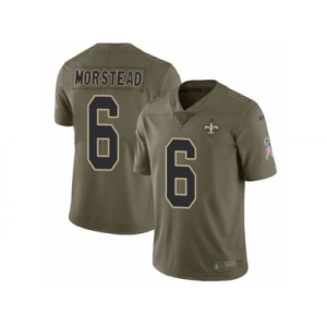 Men Nike New Orleans Saints #6 Thomas Morstead Limited Olive 2017 Salute to Service NFL Jersey