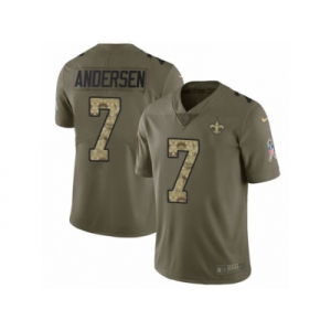 Men Nike New Orleans Saints #7 Morten Andersen Limited Olive Camo 2017 Salute to Service NFL Jersey