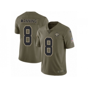 Men Nike New Orleans Saints #8 Archie Manning Limited Olive 2017 Salute to Service NFL Jersey