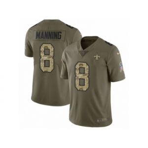 Men Nike New Orleans Saints #8 Archie Manning Limited Olive Camo 2017 Salute to Service NFL Jersey