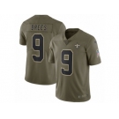 Men Nike New Orleans Saints #9 Drew Brees Limited Olive 2017 Salute to Service NFL Jersey