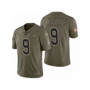 Men Nike New Orleans Saints #9 Drew Brees Olive 2017 Salute to Service Limited Jerseys