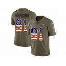 Men Nike New Orleans Saints #91 Trey Hendrickson Limited Olive USA Flag 2017 Salute to Service NFL Jersey