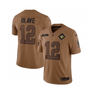 Men's New Orleans Saints #12 Chris Olave 2023 Brown Salute To Service Limited Football Stitched Jersey