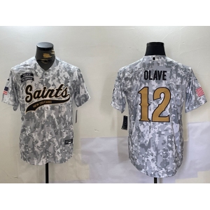 Men's New Orleans Saints #12 Chris Olave Arctic Camo 2024 Salute to Service Stitched Baseball Jersey