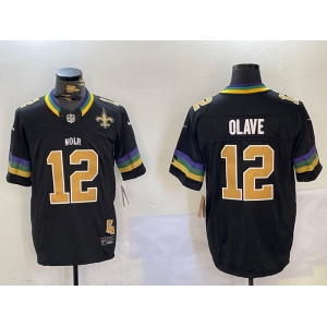 Men's New Orleans Saints #12 Chris Olave Black 2024 F.U.S.E. Vapor Limited Stitched Jersey