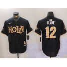 Men's New Orleans Saints #12 Chris Olave Black Cool Base Stitched Baseball Jerseys