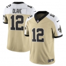 Men's New Orleans Saints #12 Chris Olave Gold White Alternate 2025 F.U.S.E. Vapor Limited Football Stitched Jersey
