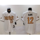 Men's New Orleans Saints #12 Chris Olave Number White Nola Baseball Jersey