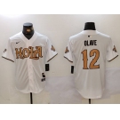 Men's New Orleans Saints #12 Chris Olave Number White Nola Baseball Jerseys