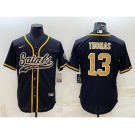 Men's New Orleans Saints #13 Michael Thomas Black With Patch Cool Base Stitched Baseball Jersey