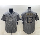 Men's New Orleans Saints #13 Michael Thomas Gray With Patch Cool Base Stitched Baseball Jersey