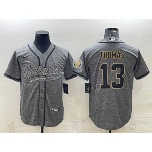 Men's New Orleans Saints #13 Michael Thomas Gray With Patch Cool Base Stitched Baseball Jersey