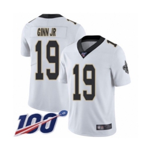 Men's New Orleans Saints #19 Ted Ginn Jr White Vapor Untouchable Limited Player 100th Season Football Jersey