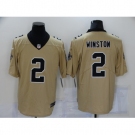 Men's New Orleans Saints #2 Jameis Winston Gold Limited Jersey