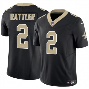 Men's New Orleans Saints #2 Spencer Rattler Black 2025 F.U.S.E Vapor Limited Football Stitched Jersey