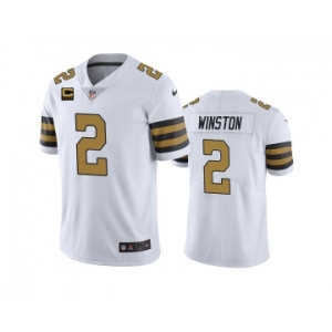 Men's New Orleans Saints 2022 #2 Jameis Winston White With 4-star C Patch Color Rush Limited Stitched Jersey