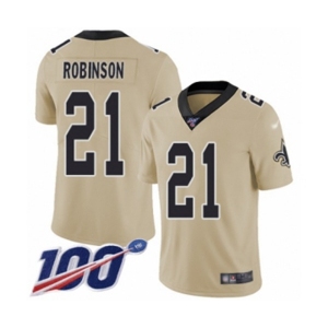 Men's New Orleans Saints #21 Patrick Robinson Limited Gold Inverted Legend 100th Season Football Jersey