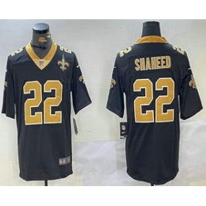 Men's New Orleans Saints #22 Rashid Shaheed Black With Team Patch 2024 Vapor Limited Stitched Jersey