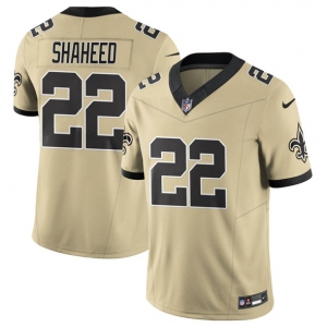 Men's New Orleans Saints #22 Rashid Shaheed Gold 2025 F.U.S.E. Alternate Vapor Limited Football Stitched Jersey