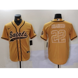 Men's New Orleans Saints #22 Rashid Shaheed Gold Cool Base Stitched Baseball Jersey