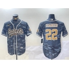 Men's New Orleans Saints #22 Rashid Shaheed Grey Camo With Patch Cool Base Stitched Baseball Jersey