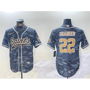 Men's New Orleans Saints #22 Rashid Shaheed Grey Camo With Patch Cool Base Stitched Baseball Jersey