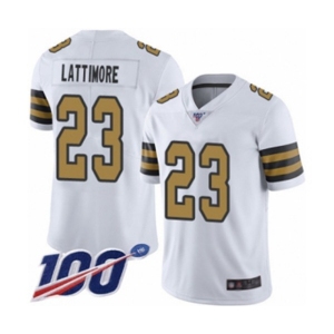 Men's New Orleans Saints #23 Marshon Lattimore Limited White Rush Vapor Untouchable 100th Season Football Jersey
