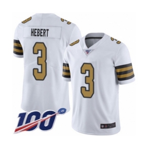 Men's New Orleans Saints #3 Bobby Hebert Limited White Rush Vapor Untouchable 100th Season Football Jersey