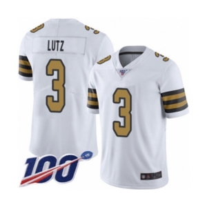 Men's New Orleans Saints #3 Wil Lutz Limited White Rush Vapor Untouchable 100th Season Football Jersey