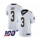 Men's New Orleans Saints #3 Wil Lutz White Vapor Untouchable Limited Player 100th Season Football Jersey